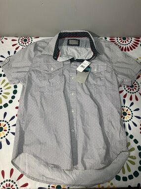 NWT JACHS NY Hi-Tech Stretch Short Sleeve Button Down Shirt Micro Print M